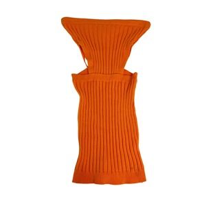 Princess Polly Olia Mini Dress Orange Ribbed Knit Cut Out Strapless Bodycon S/M